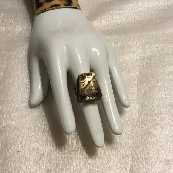 Vintage Lucite clear plastic steampunk fashion watch parts ring - Picture 13 of 16